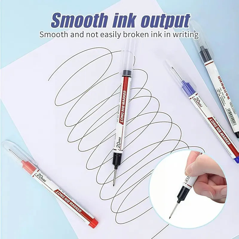 20mm Elongated Tip Deep Hole Permanent Markers - Durable and Solid PP Plastic Build, Smudge-Proof Waterproof Quick-Dry Ink, Metal Surfaces Compatible, Ruler-Friendly Office Stationery (4/5/10/20-Pack Optional for Automobile Manufacturing, DIY Projects)