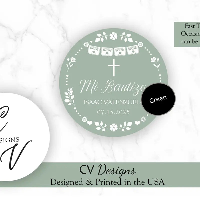 Cielito Lindo Baptism Birthday Stickers 2 Inches or 1.5 inches 100pcs Any Occasion