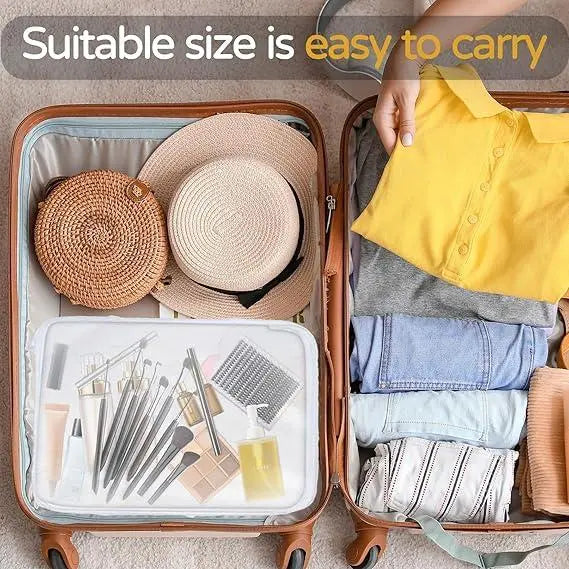 6 Pack Clear Hard Shell Zipper Case (2 Small, 2 Medium, 2 Large), See-Through Hard Plastic Organizer Pouches with Zipper for Travel, Toiletries, Makeup, Electronics & Pencils - Crush-Resistant Storage