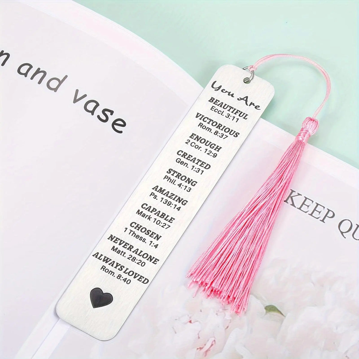 Stainless Steel Bookmark with Tassel, 1 Count Inspirational Christian Bookmark, Gift for Book Lovers, Book Accessories, and Birthdays, Bookmark Tassels
