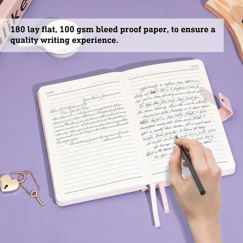 Diary with Lock and Key for Girls Ages 8-12 Journal with Lock for Teen Girls 224 Pages Heart-Shaped Locked Journal for Women,
