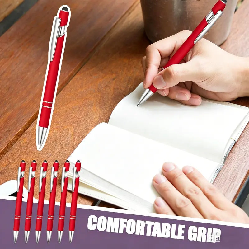 24/12 Pcs Ballpoint Pen Set with Stylus Tip 1.0 mm Metal Pens for Touch Screens 2 in 1 Black Ink Pens Ideal for Office Family Friends Christmas Party Gifts Hand Tools Kits Summervibes