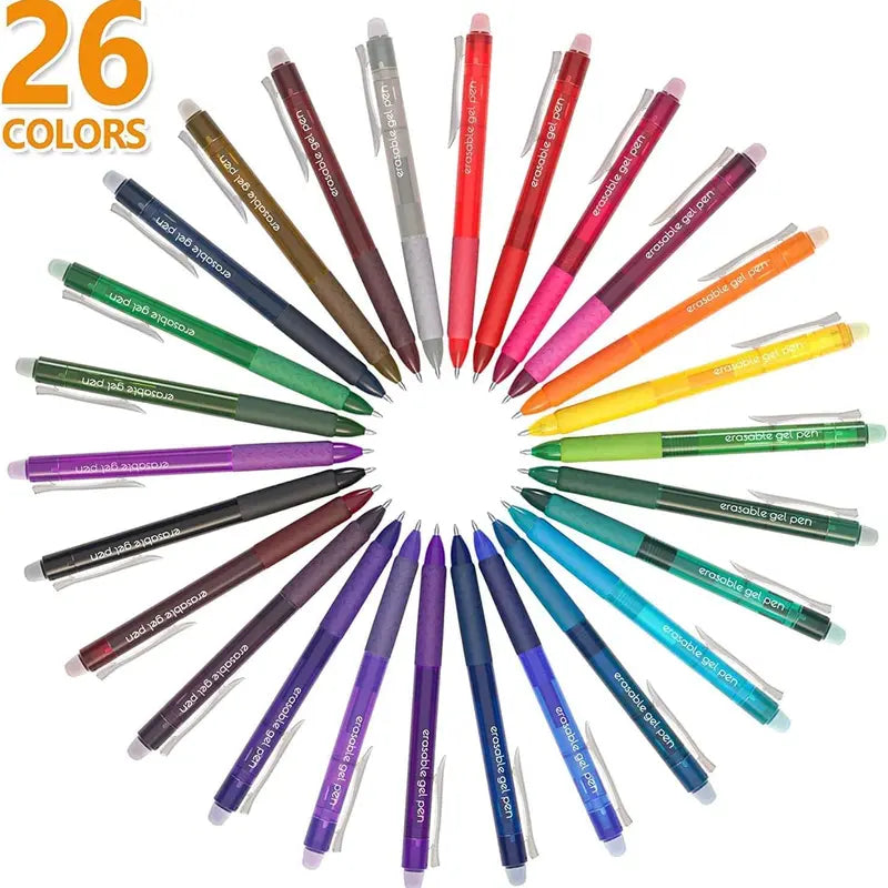 Shuttle Art 15/26-Pack 0.5mm Retractable Fine Point Erasable Gel Pens, Acid-Free Transparent Multi Purpose Clicker Pens, Back to School Office Supplies for Students, Ideal for Drawing & Planner Use