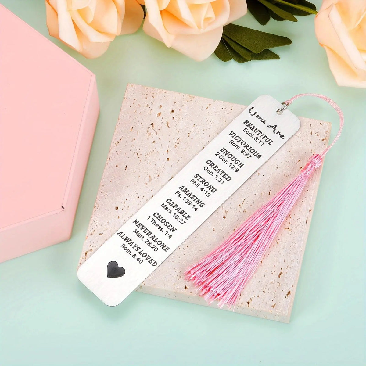 Stainless Steel Bookmark with Tassel, 1 Count Inspirational Christian Bookmark, Gift for Book Lovers, Book Accessories, and Birthdays, Bookmark Tassels