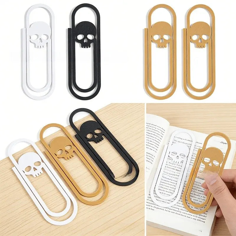 Skull Bookmark for Book Lovers, Halloween Horror Bookmark, Page Marker Clip, Gift Reading Accessory for Women, Men, Students, Teachers