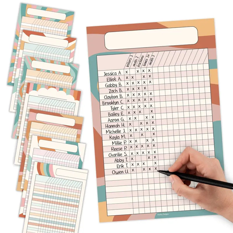 Hadley Designs Homework Trackers Sticker Packs - 8 Assorted Sticker Sheets, 11x17 Inch Laminate, Classroom-Home School Supplies, Visual Learning Tools That Builds Responsibility