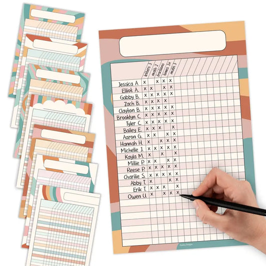 Hadley Designs Homework Trackers Sticker Packs - 8 Assorted Sticker Sheets, 11x17 Inch Laminate, Classroom-Home School Supplies, Visual Learning Tools That Builds Responsibility