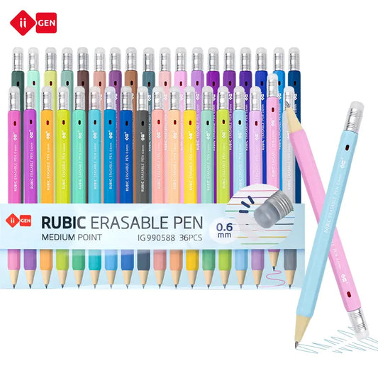 iiGEN RUBIC 36-Color Erasable Gel Pens Set - 0.6mm Retractable Pens, Smooth Writing, Heat-Sensitive Erasable Ink, Colorful Pens for Journaling, Drawing & Planning