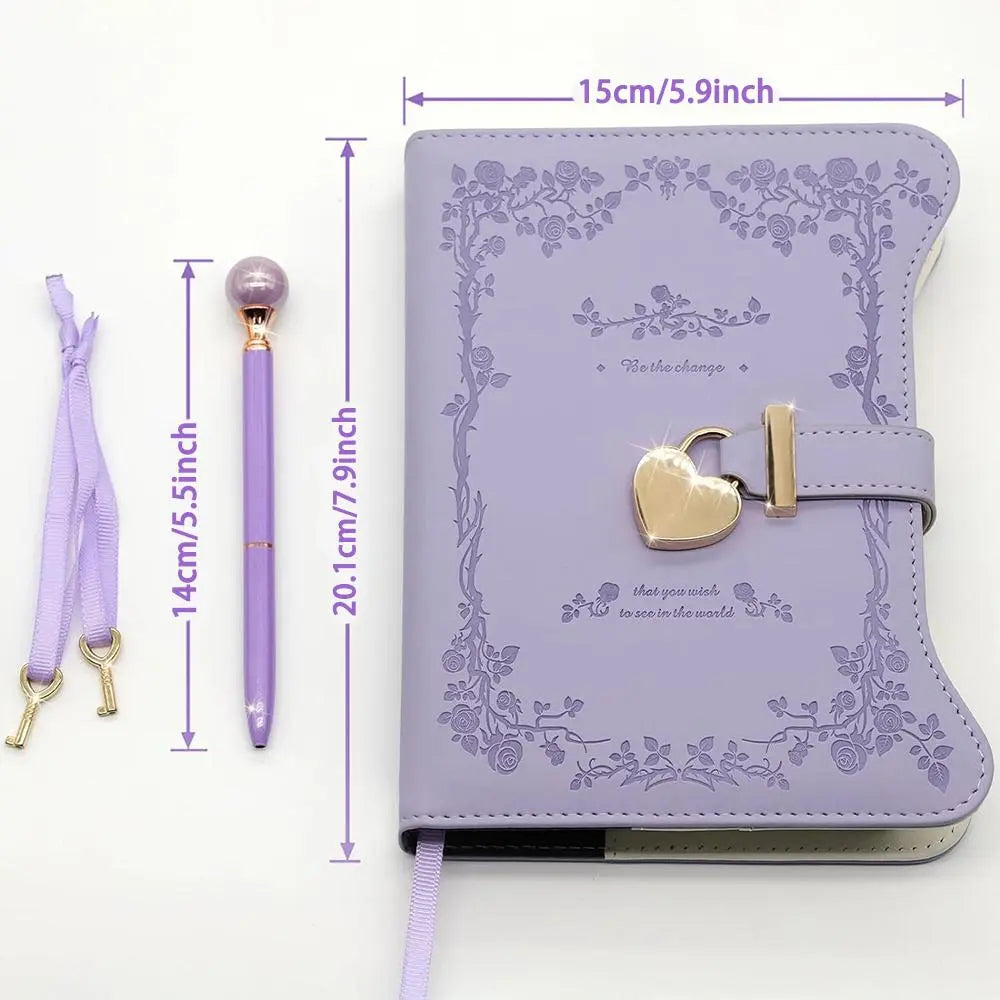 Floral Pattern Aesthetic Notebook with Lock & Key, 1/5 Counts Exquisite B6 Notebook with Pen, Secret Journal for Home School Dormitory Office, Travel Diary Notebook, Writing Stationery Office Supplies