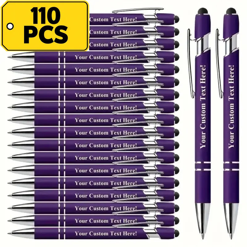 110-Piece Personalized Engraved Pens & Refills - Private Customization, Back to School Haul Office Stationery Writing Tool, Ideal for Students Gifts; Add Engraving Text via Order Note or DM With Order Number
