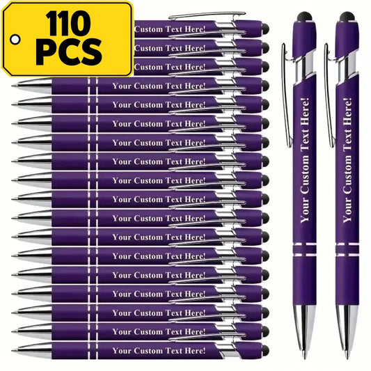 110-Piece Personalized Engraved Pens & Refills - Private Customization, Back to School Haul Office Stationery Writing Tool, Ideal for Students Gifts; Add Engraving Text via Order Note or DM With Order Number