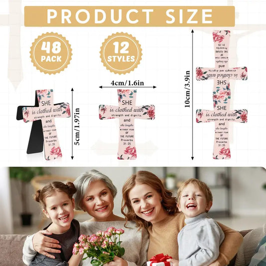 Gejoy Christian Bookmarks Magnetic Bookmarks with Bible Verses Cross Bookmarks Bible Study Supplies Inspirational Book Clip Religious Gift for Christian Women Girl Friend Family Book Readers,  Holy Cross Present, 48/96pcs