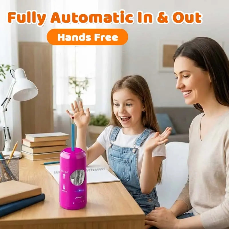 AFMAT Compact Fully Automatic Electric Pencil Sharpener - 2000mAh Rechargeable, USB-C, 3 Modes, Hands-Free Auto In-Out, 5V 2A, Adjustable Sharpness, Kid-Safe Design, Fits 7-11.5mm Jumbo/Mechanical Pencils, Office Stationery for Teachers