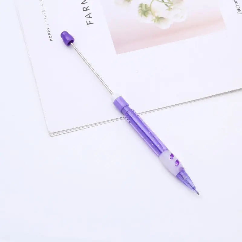 8-Pack DIY Beaded Pencils with Ink, Creative Holiday Stationery, School Supplies, Fashion Writing Office Essentials, Stationery Writing Tools