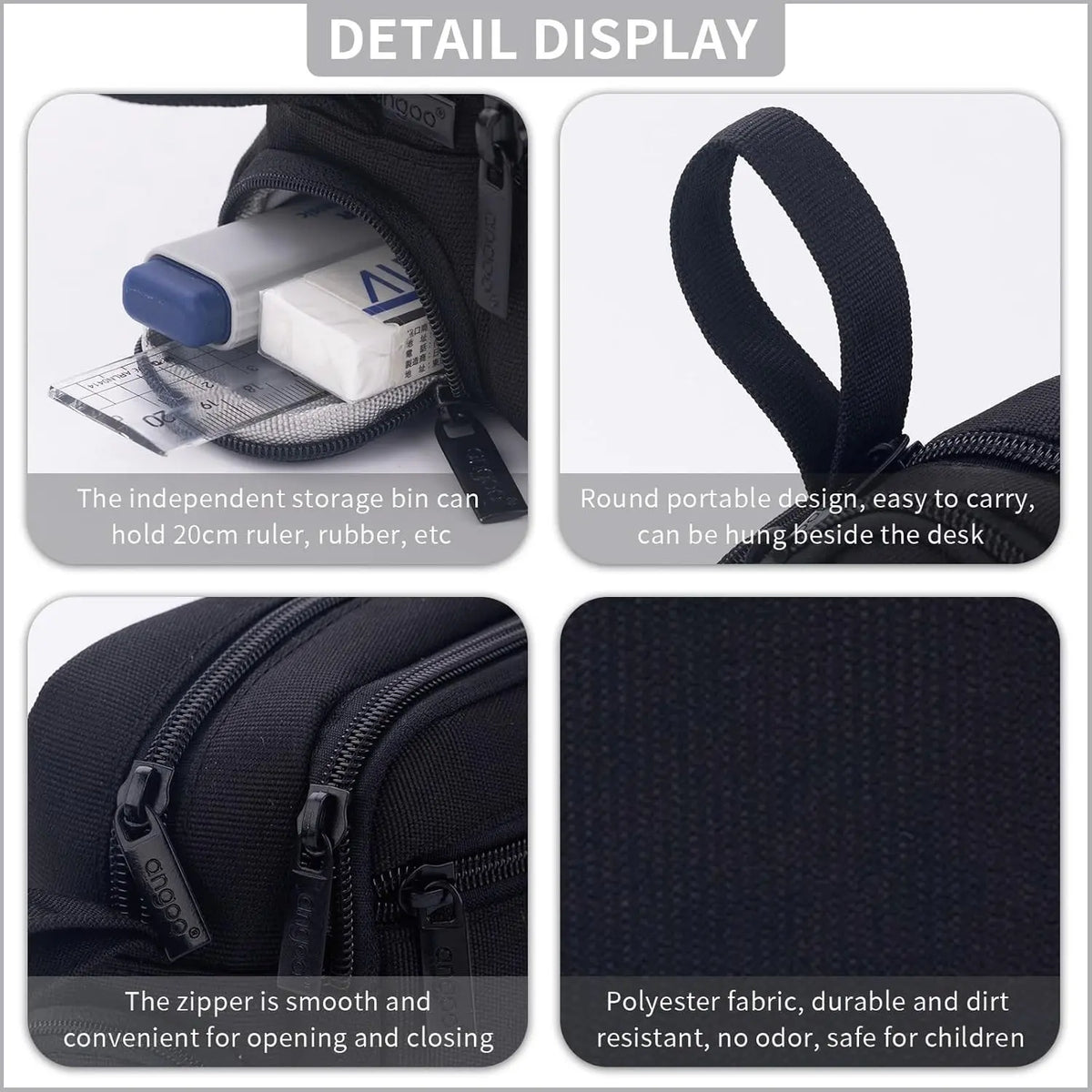 Large Capacity Pencil Case with Zipper, Multi-Layer Pen Bag, Durable Canvas School Supplies Stationery Storage Bag for School Office Travel