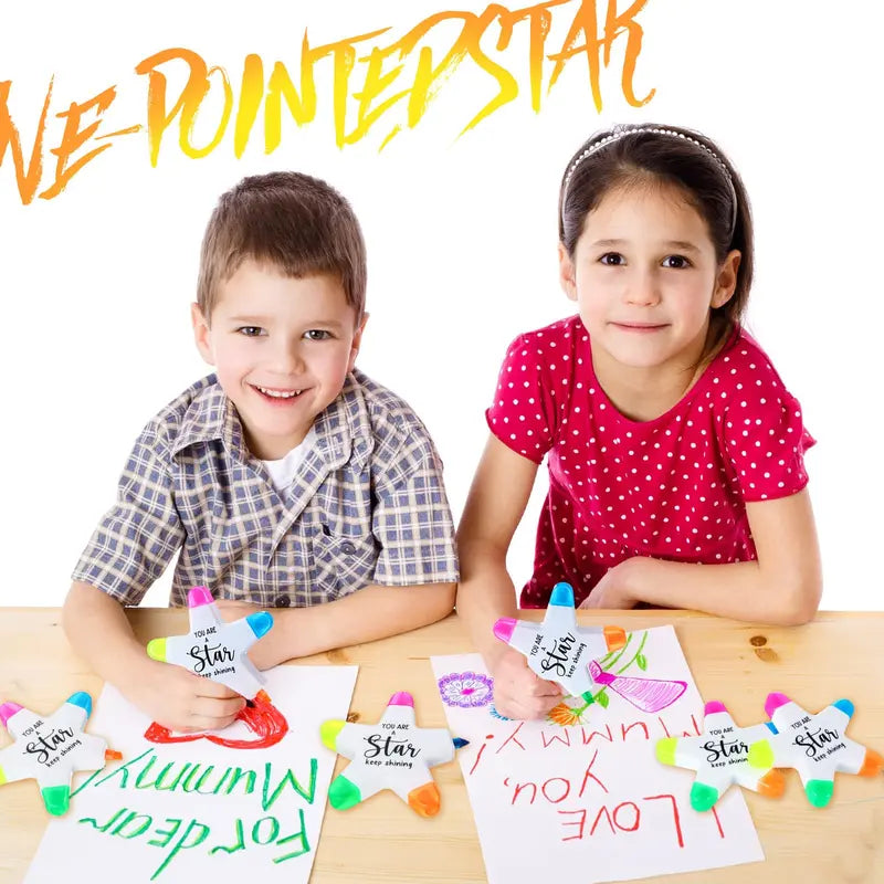 10/20/30 Sets 5-in-1 Vibrant Fluorescent Ink Writing Motivational Star Highlighters with "You're a Star" - First Day of School Gifts for Students, Classroom Rewards, Birthday Party Favors