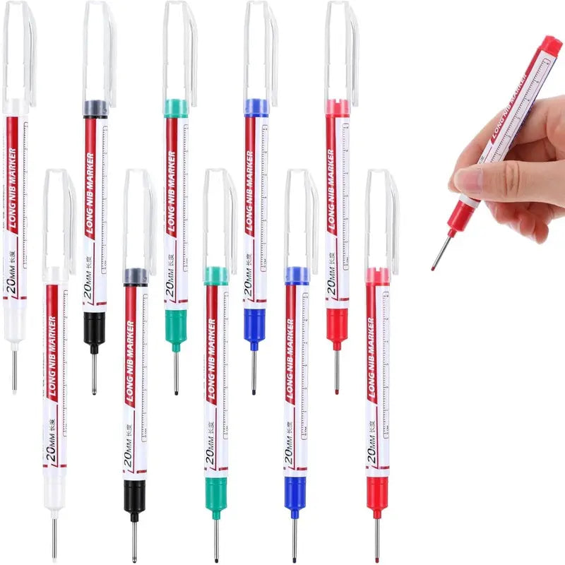 Long Nib Marker, 20mm Tip Quick-Dry Home Improvement Marker with Waterproof Performance, 10-Count (4/5/20-Count Options), Premium Wear-Resistant Plastic, Durable and Versatile Office Stationery for Wood/Wall/Plastic, Precision Woodworking Tool
