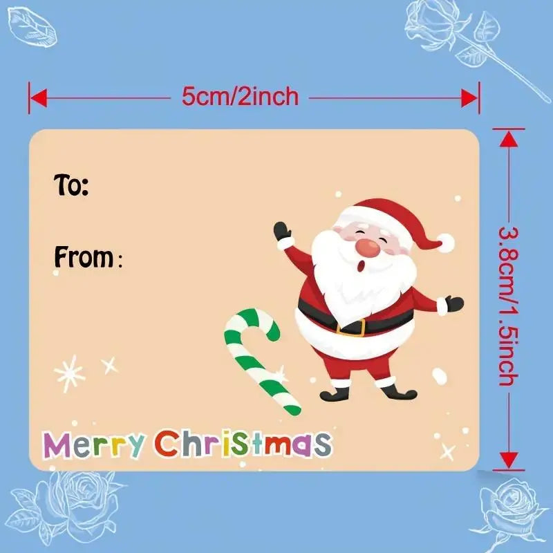 Christmas Gift Label Stickers, 200pcs/wrap Roll, 2x1.5 Inch, Writable & Reusable, Self-Adhesive, Multi-Purpose Holiday Decorations, Decorative Labels