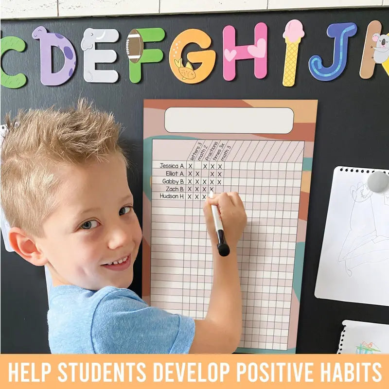 Hadley Designs Homework Trackers Sticker Packs - 8 Assorted Sticker Sheets, 11x17 Inch Laminate, Classroom-Home School Supplies, Visual Learning Tools That Builds Responsibility