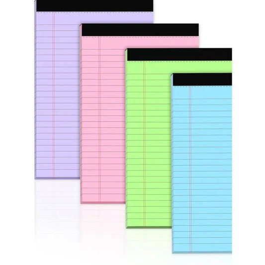 Legal Pads 5x8 Colored Note Pads, 4 Pack College Ruled Notepads 5x8 Lined Paper, Colored Notebook Paper Writing Pads 30 Sheets per Colored Paper Small Legal Pads 5x8 for Home Office School Supplies
