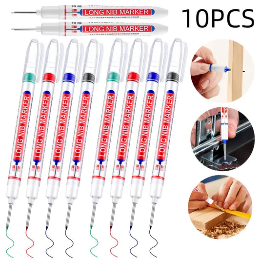 Long Nib Marker, 20mm Tip Quick-Dry Home Improvement Marker with Waterproof Performance, 10-Count (4/5/20-Count Options), Premium Wear-Resistant Plastic, Durable and Versatile Office Stationery for Wood/Wall/Plastic, Precision Woodworking Tool