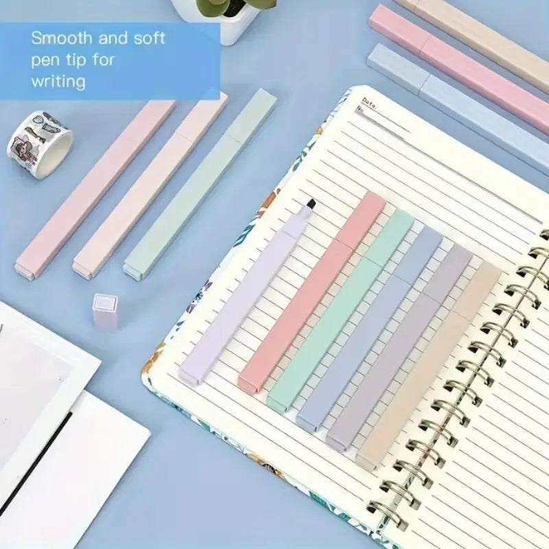 12/24pcs Pastel Morandi Square Highlighter Markers Aesthetic Chisel Tip No Bleed & No Smear Versatile Use Aesthetic Design for Highlighting Journaling School Classroom Office Stationery Supplies