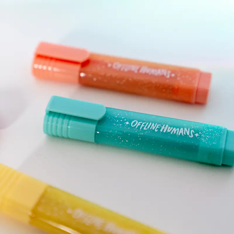 Pastel Glitter Highlighters 6-Piece Set with Soft Shimmer & Fast-Drying Ink for Journaling & Planning