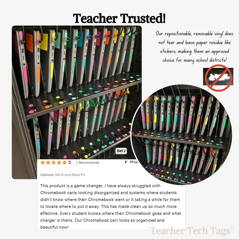 Color Coded Chromebook Laptop Labels for Classroom Organization
