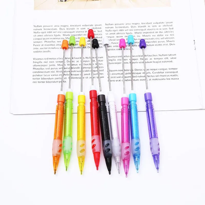 8-Pack DIY Beaded Pencils with Ink, Creative Holiday Stationery, School Supplies, Fashion Writing Office Essentials, Stationery Writing Tools