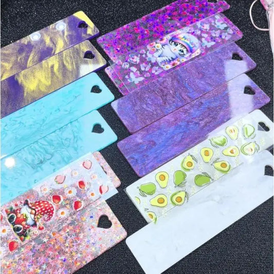 Colorful Hearts Paper Bookmark DIY Crafting Kit - 20pc Bookmarks, 50 Decorative Sticky Labels with Random Designs, Blue-Green-Purple Options, Book Lovers' Accessory (70pcs Total)