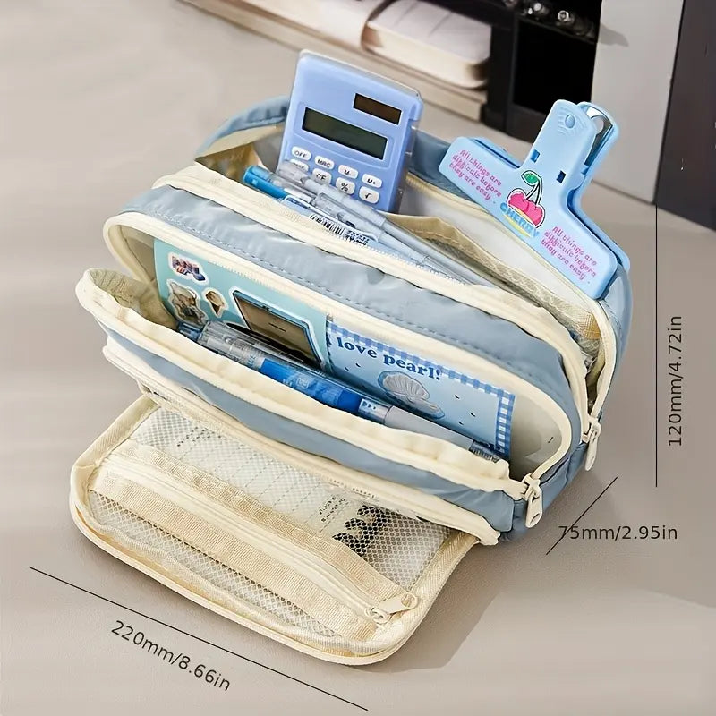 1Pc Large Canvas Pencil Case - Spacious Portable Storage Bag for Writing Pens, ideal gift for school, office supplies, students, professionals, men and women, College Essentials