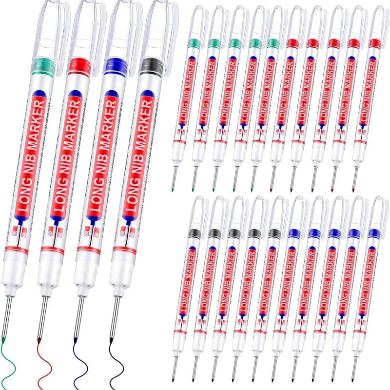 20mm Elongated Tip Deep Hole Permanent Markers - Durable and Solid PP Plastic Build, Smudge-Proof Waterproof Quick-Dry Ink, Metal Surfaces Compatible, Ruler-Friendly Office Stationery (4/5/10/20-Pack Optional for Automobile Manufacturing, DIY Projects)
