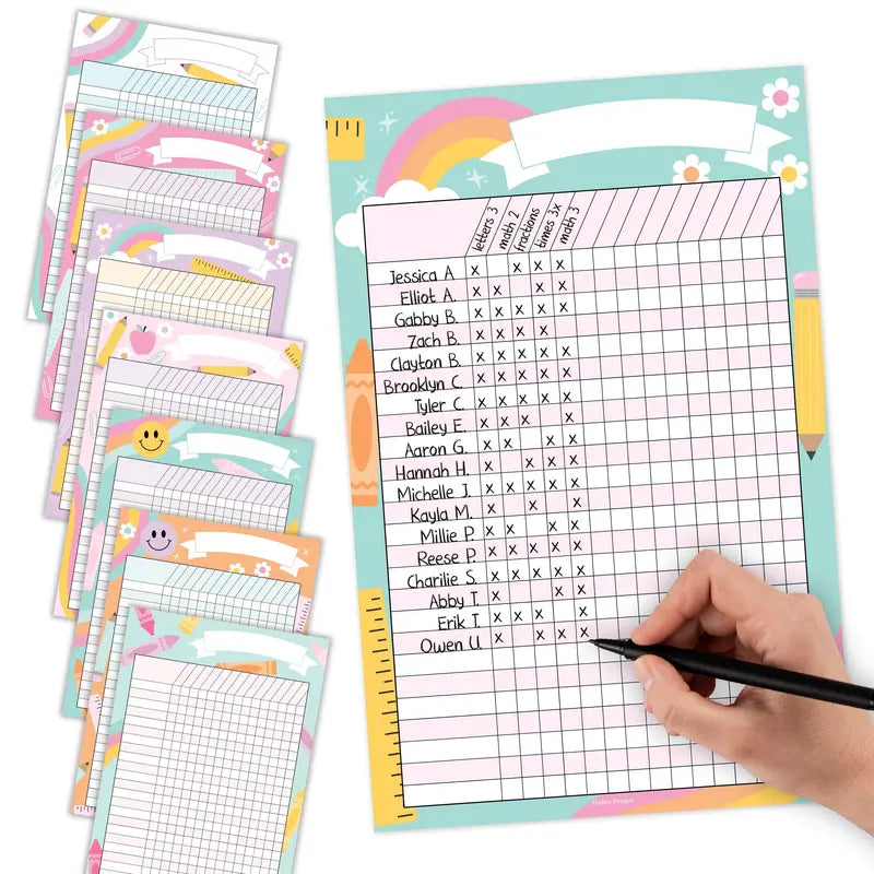 Hadley Designs Homework Trackers Sticker Packs - 8 Assorted Sticker Sheets, 11x17 Inch Laminate, Classroom-Home School Supplies, Visual Learning Tools That Builds Responsibility