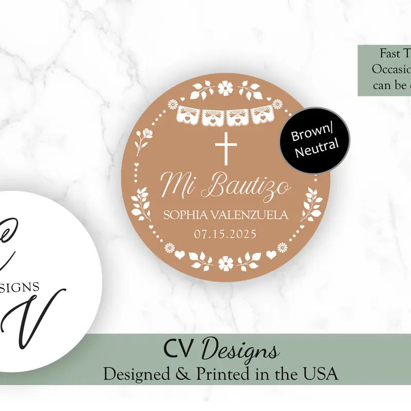 Cielito Lindo Baptism Birthday Stickers 2 Inches or 1.5 inches 100pcs Any Occasion