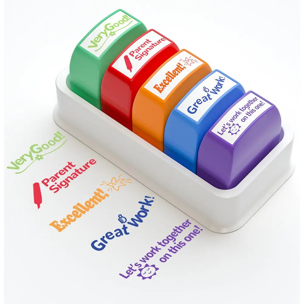 Teacher Stamps, 1 Set Letter Pattern Self-Inking School Stamp, Colorful Stamp For Homework Classroom Encourage Comments, Teacher Supplies