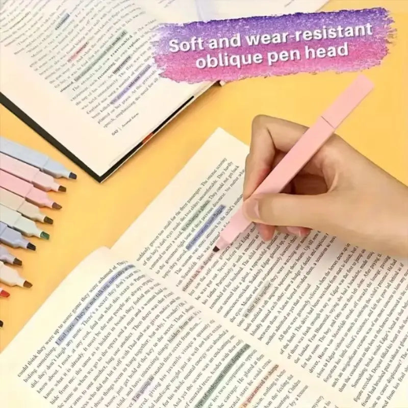 12/24pcs Pastel Morandi Square Highlighter Markers Aesthetic Chisel Tip No Bleed & No Smear Versatile Use Aesthetic Design for Highlighting Journaling School Classroom Office Stationery Supplies