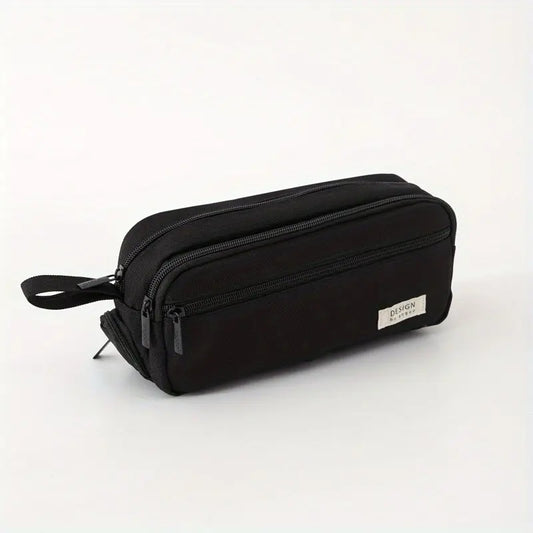 Large Capacity Pencil Case with Zipper, Multi-Layer Pen Bag, Durable Canvas School Supplies Stationery Storage Bag for School Office Travel