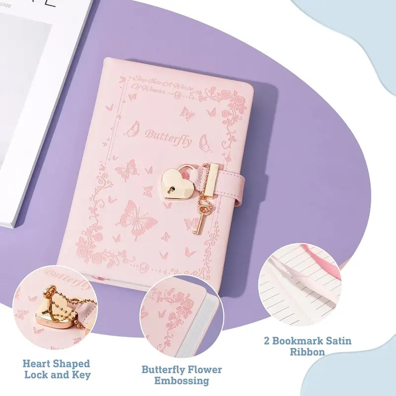 Diary with Lock and Key for Girls Ages 8-12 Journal with Lock for Teen Girls 224 Pages Heart-Shaped Locked Journal for Women,