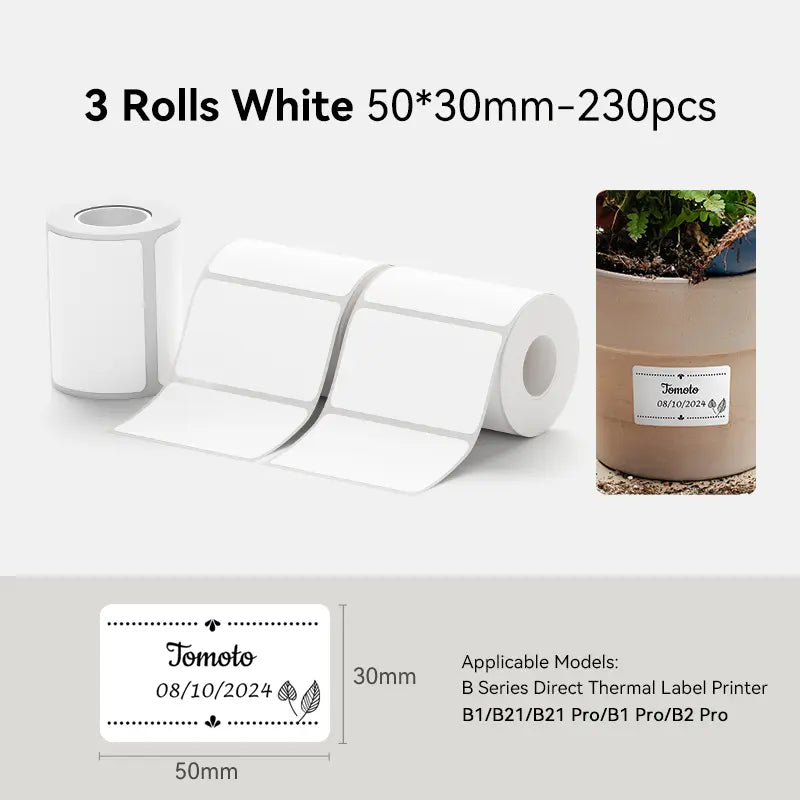 NIIMBOT 3-Roll Direct Thermal Stickers for B-Series Thermal Label Printers, Self-Adhesive Wrap Decal Stickers, Waterproof for School, Home, Office, Compatible with Barcodes/QR Codes/Logos, High-Quality