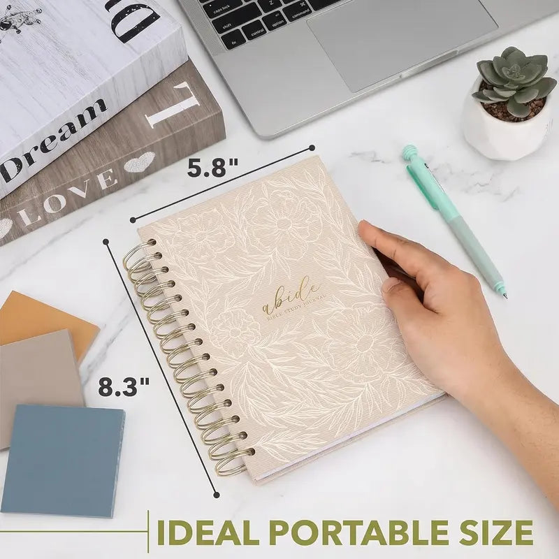 Mr. Pen Abide Hardcover Journal Notebook - A5 Linen Cover, 136 Pages 120gsm Paper, Gold Metal Spiral, Collaborative Journal Supplies, Devotional Reflection Tool, Christian Gift for Women (SOAP Method)