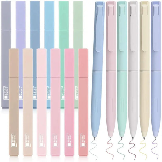 Unisex 18-Piece Quick-Dry Water-Based Highlighters & Multi Colored Pens Set - Ergonomic Smooth Writing Stationery, Bible-Page Safe, Home Improvement Gift for Holidays, Birthdays, College Supplies, Smooth Writing Pens