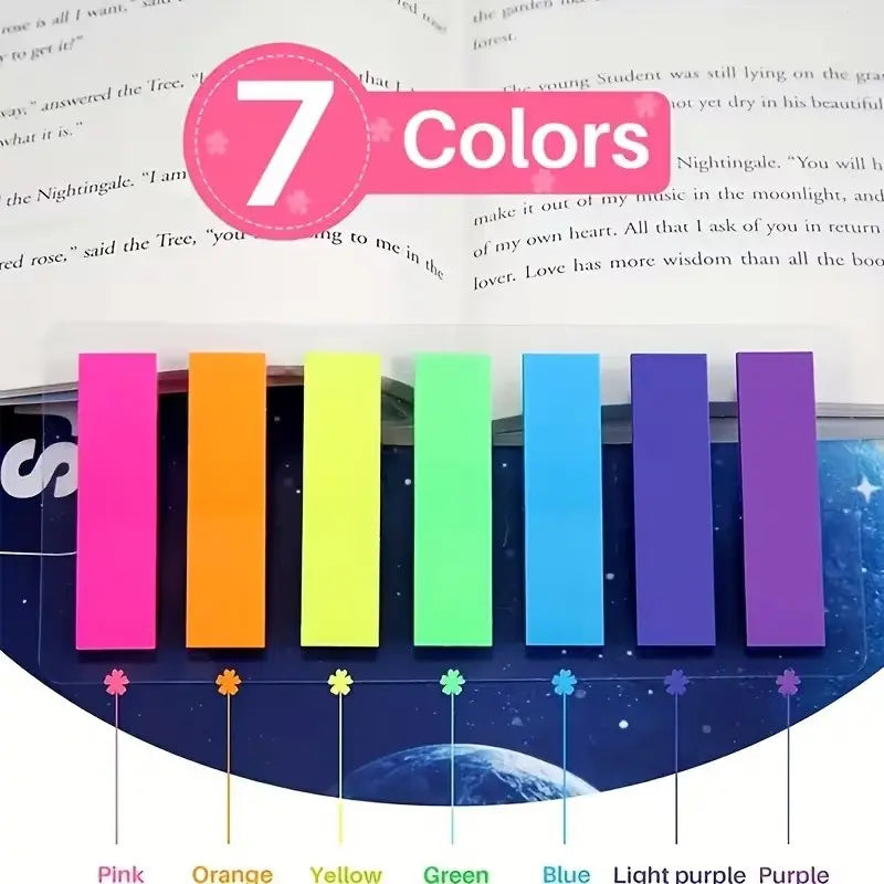 140 Sheets (7 Colors) Transparent Writable Sticky Notes, Clear Page Markers Stickers, Sticky Labels, Index Dividers, Adhesive Tabs for Student Reading, Bookmarks, Office Supplies & Stationery Use, Writing Surface, Highlighting