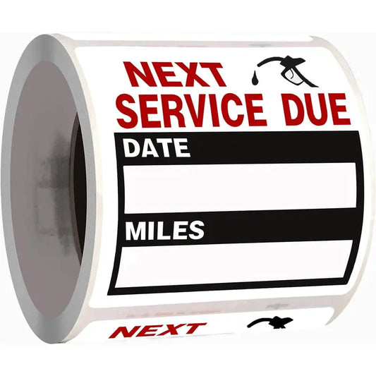 Oil Change Service Reminder Stickers (100 Count/Roll Roll Pack) - 2 x 2 Inch Black Self-Adhesive Office Stationery Labels for Auto Maintenance Windshield Glass, Low-Tack Adhesion, Easy-Peel, Write-On Friendly, Easy Removal
