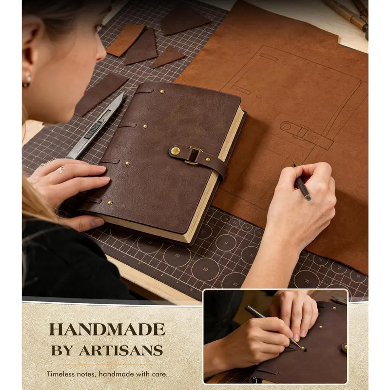 Leather Journal Notebook, A5 Size 6.9 x 9 inches 260 Pages Refillable  Travel Notebook with  Box, 100 GSM Thick Lined Paper Journal Writing Diary Note Taking for Men and Women - Brown