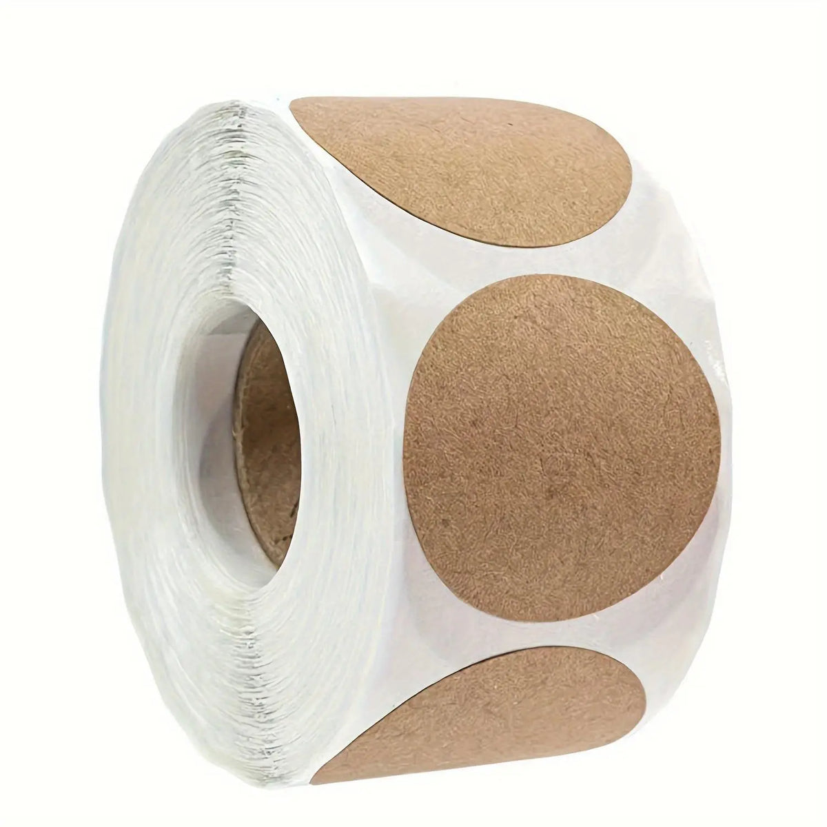 Kraft Paper Round Self-adhesive Label Paper, 1000pcs/2rolls Item Classification Name Stickers, Personalized Label Stickers for Home & Office, Circle Sticker Label, Circle Labels