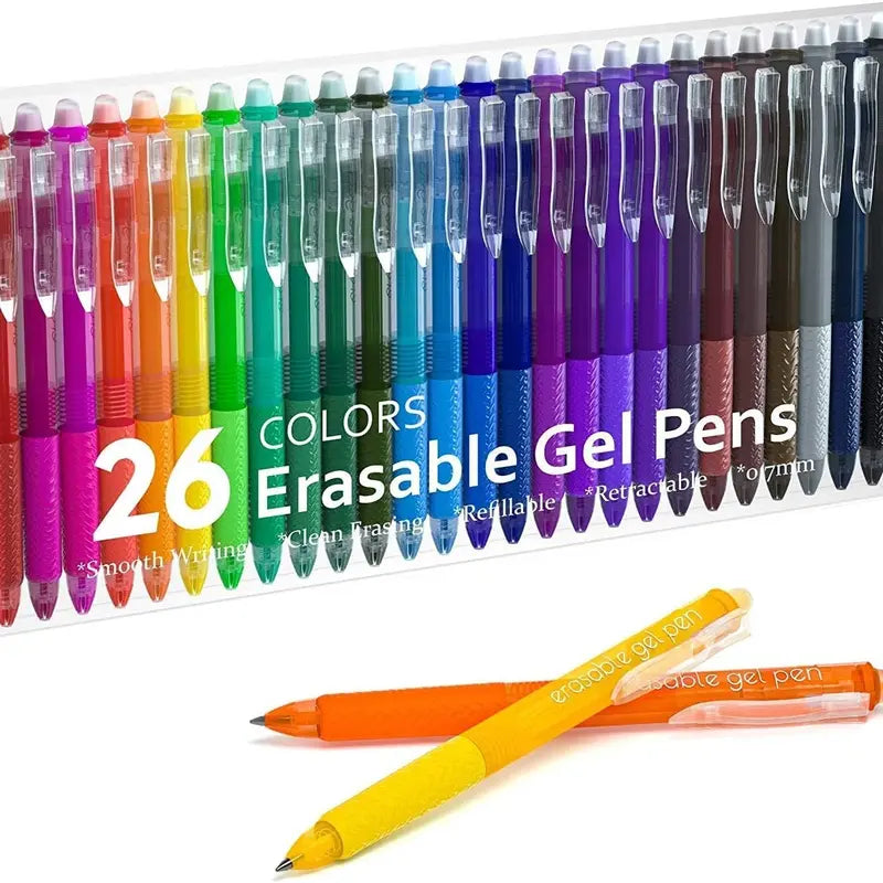 Shuttle Art 15/26-Pack 0.5mm Retractable Fine Point Erasable Gel Pens, Acid-Free Transparent Multi Purpose Clicker Pens, Back to School Office Supplies for Students, Ideal for Drawing & Planner Use