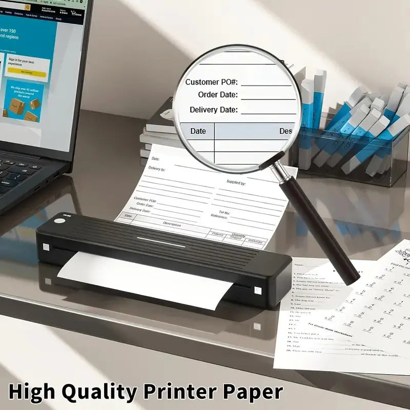 100 Sheets A4 Continuous Thermal Paper, Folded Printing Paper for Portable Printers, Office Home Restaurant Compatible Multi-Function Design, Office Stationery Supplies