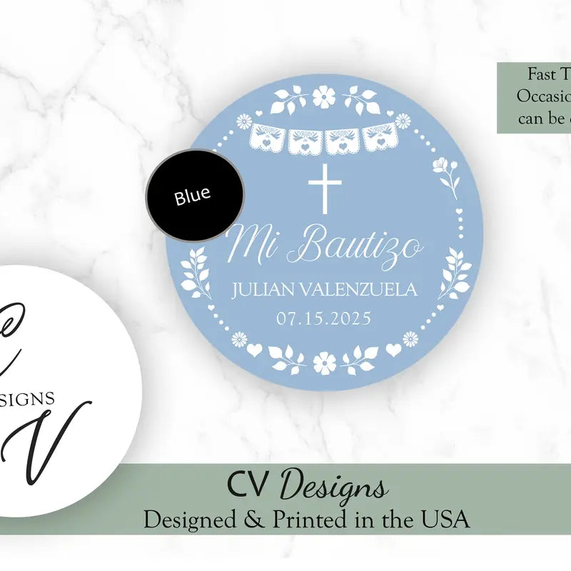 Cielito Lindo Baptism Birthday Stickers 2 Inches or 1.5 inches 100pcs Any Occasion