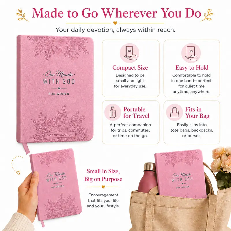 One Minute with God for Women, 365-Day Women’s Study Bible, Full-Color Embossed Faux Leather Hardcover, Daily Devotional Prayer Journal, Bible Study Book, Christmas Gift for Women, Inspirational Bible Verses