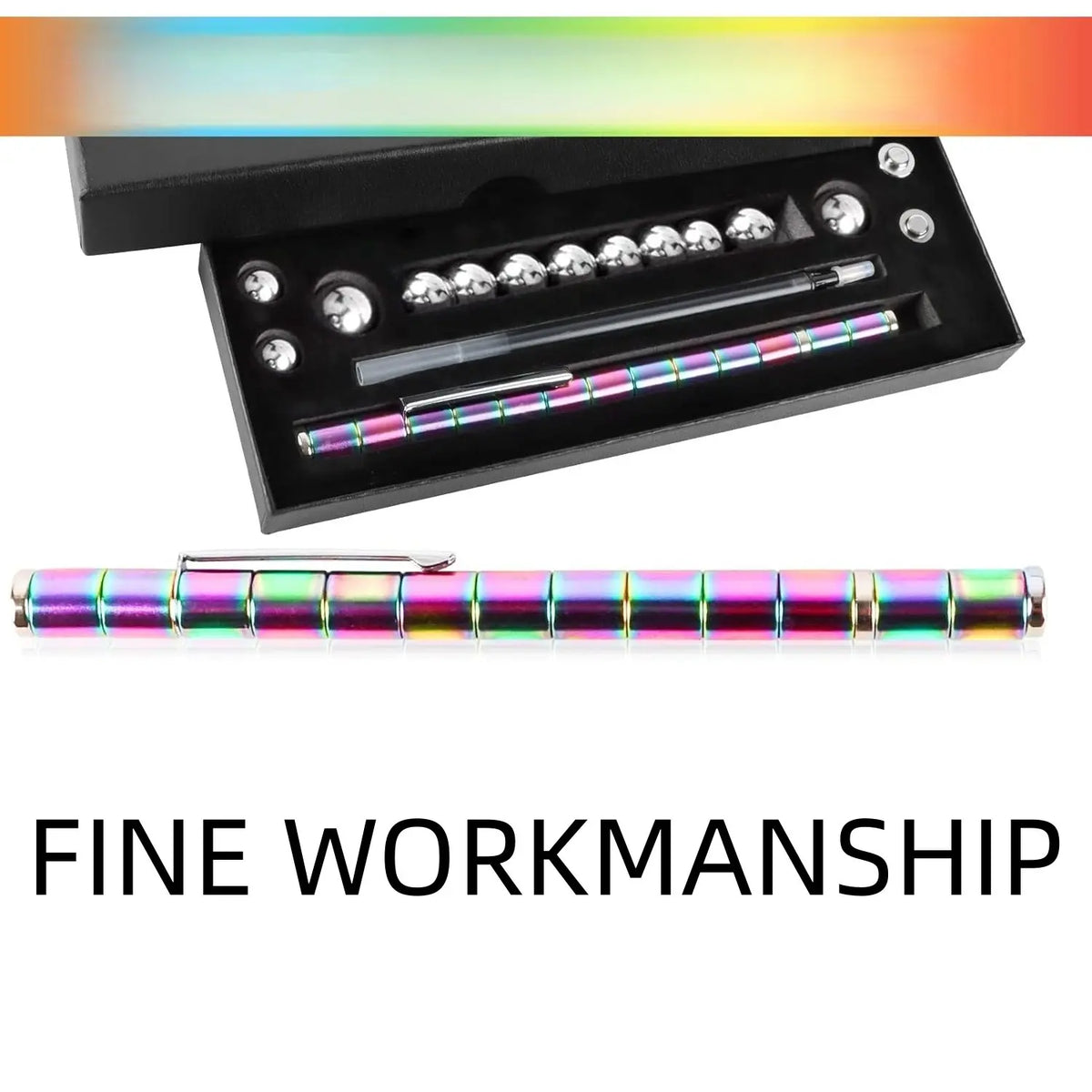 Rainbow Magnet Metal Writing Pen Toy, DIY Adult Multifunctional Pen, Metal Signature Pen, Aesthetic Pens, Fancy Pen, Creative Gift for Graduation, Back-To-School, Christmas Classroom Party